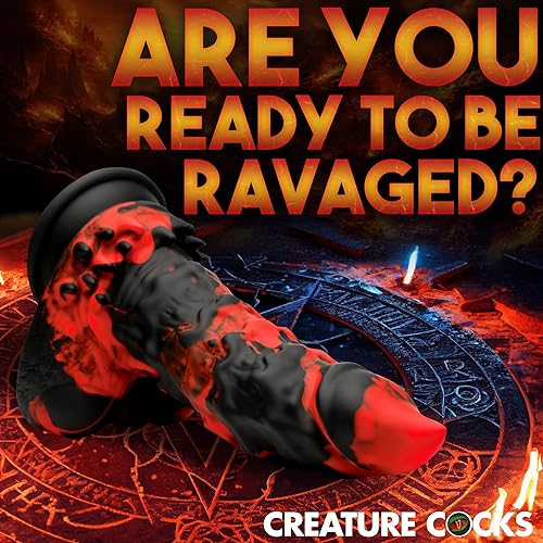 Miniatura 3 de Consolador monstruo Fire Demon para hombres, mujeres y parejas. Firme y flexible, base de succión fuerte, consolador de fantasía, textura única.