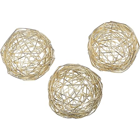 Sfere Decorative In Filo Metallico Oro - Set Da 3 Pezzi Diametro 7,6 Cm - Modern Day Accents - 5