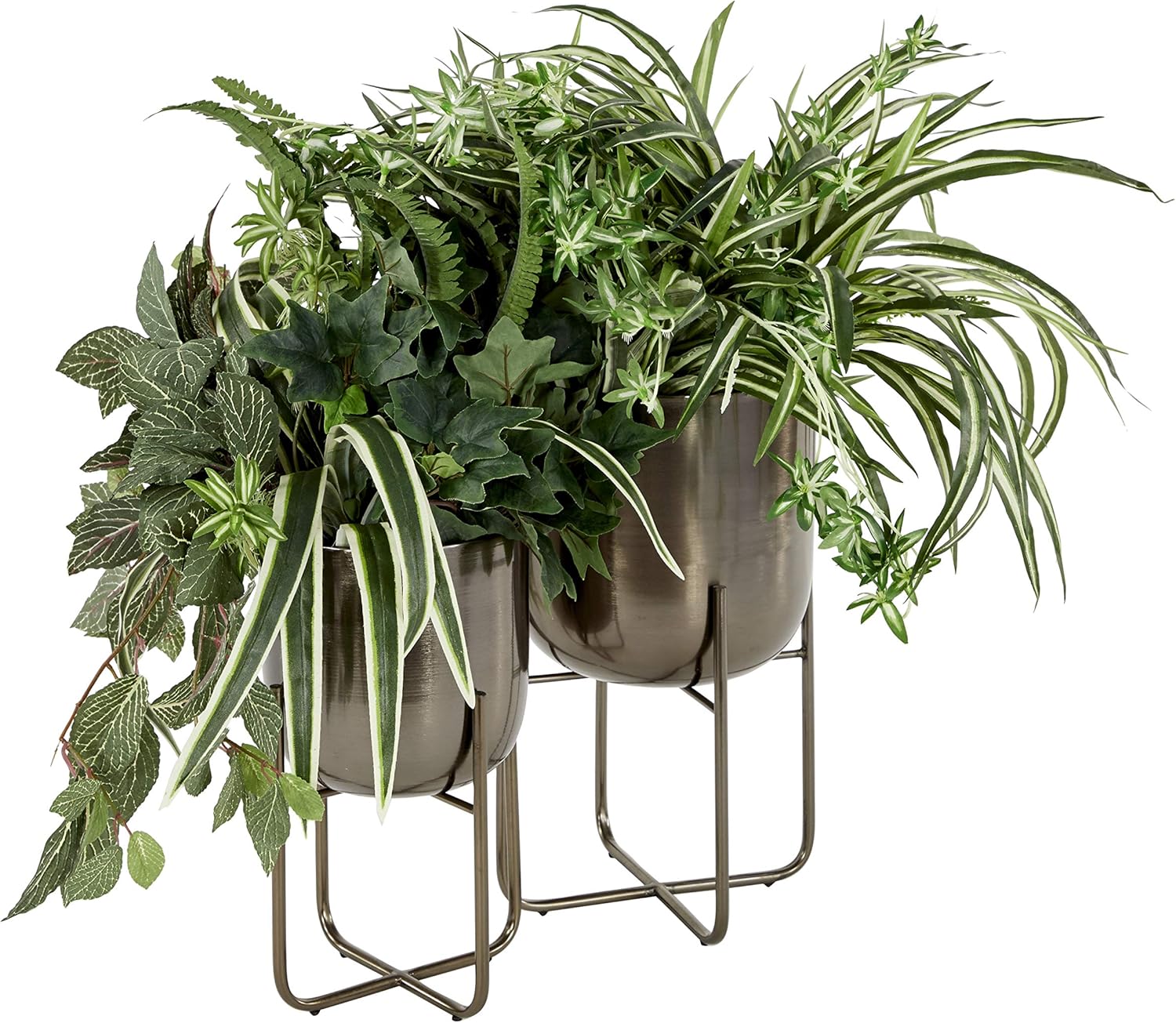 Deco 79 Metal Round Planter with Removable Stand, Set of 2 16", 13"H, Black