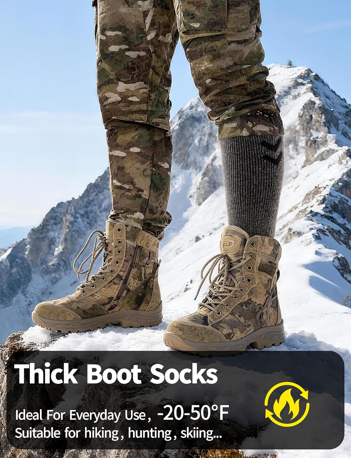 Over-The-Calf Alpaca Wool Boot Socks for Men Women - Thick Thermal Socks for Winter Hiking, Hunting, Moisture Wicking - Image 3