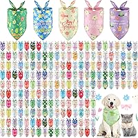 Kacctyen 200 Pack Spring Floral Dog Bandanas Bulk for Groomers - Adjustable Triangle Scarves, Washable Pet Bibs for Dogs Cats (50 Styles)