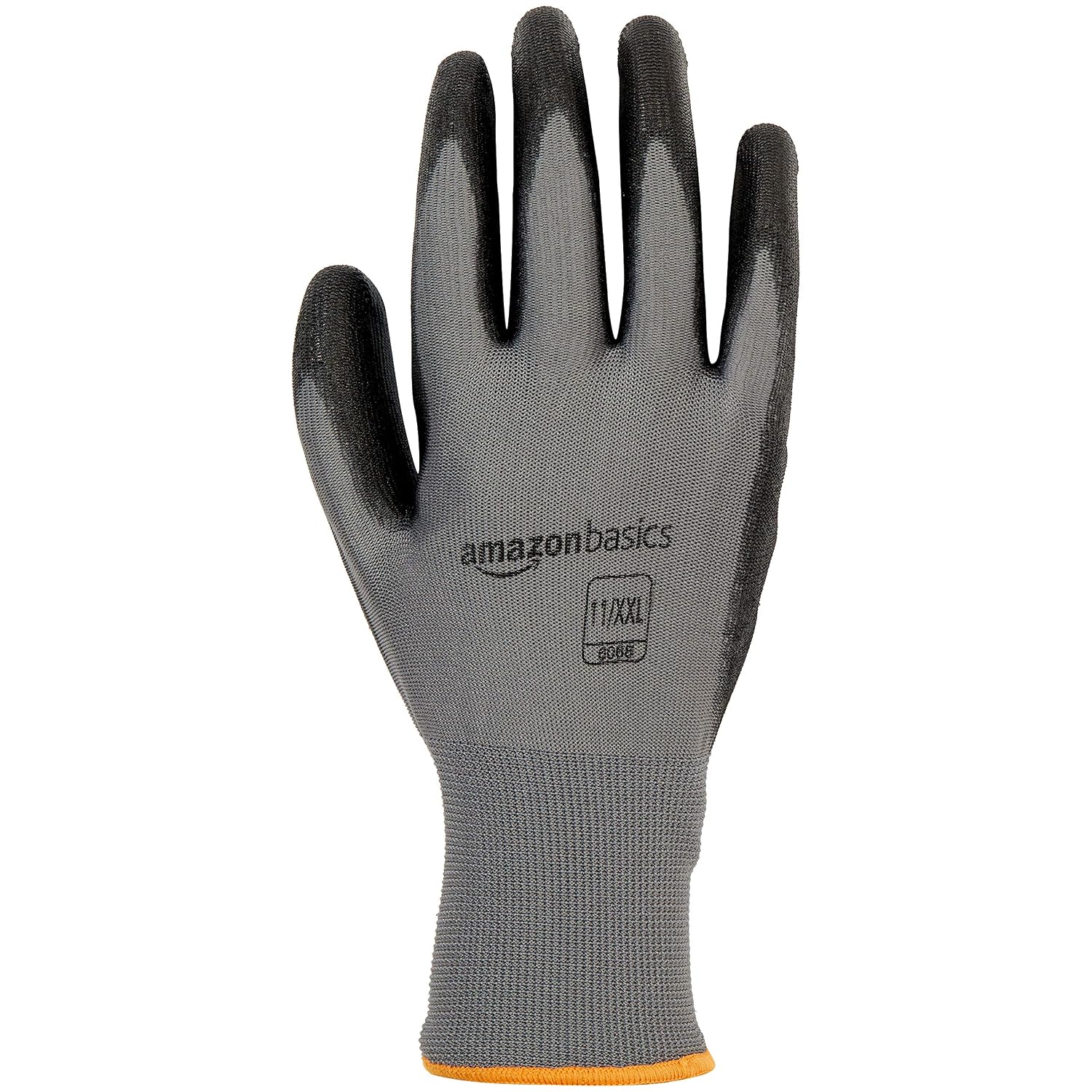 AmazonBasics Polyurethane Coated Work Gloves, Polyester Liner Fiber, Touch Screen, Grey, Size 11, XXL, 12-Pair