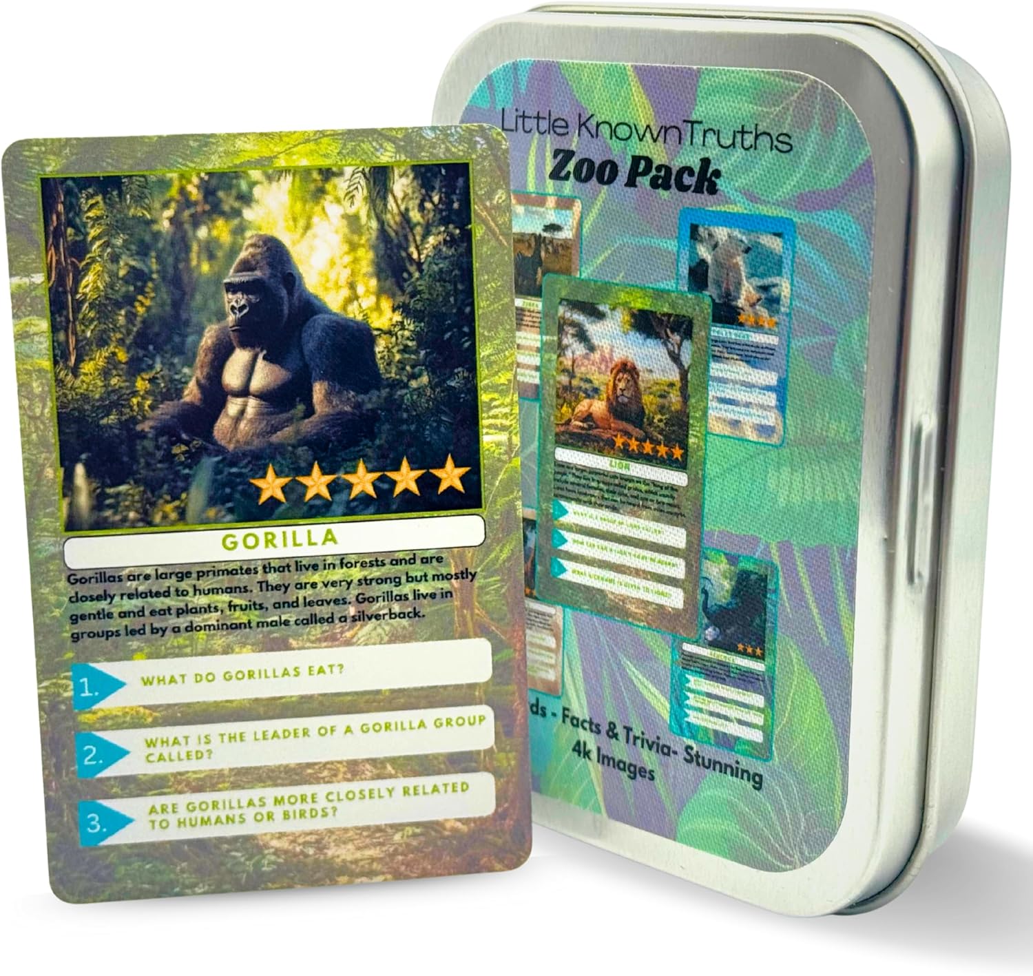 Zoo Animal Trivia Flash Cards for Kids, Learn About Lions, Monkeys, Elephants & More, Educational Learning Flashcards with Fun Facts & Quiz Questions – Great STEM Gift for Ages 3-5