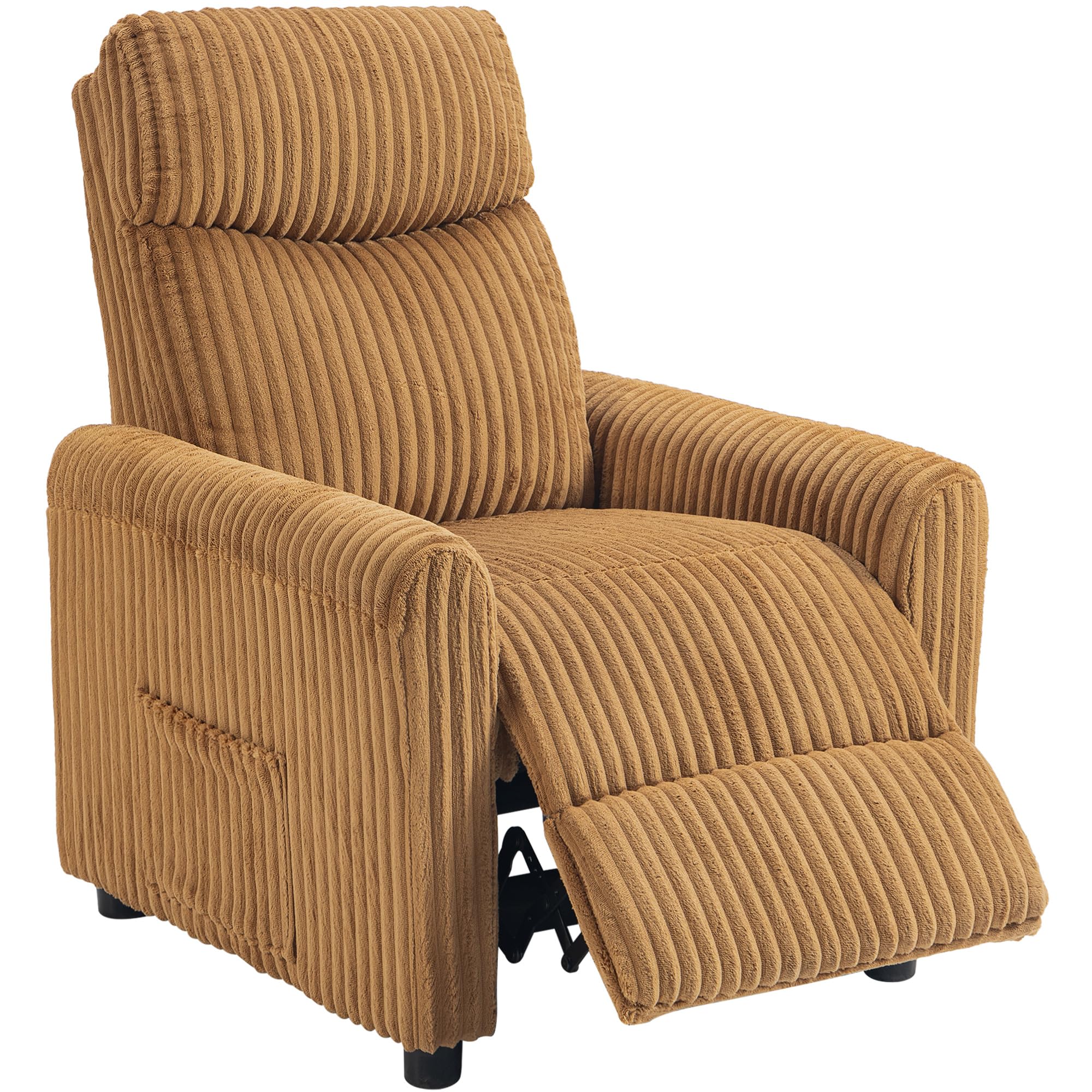 HOMCOM Poltrona Relax Reclinabile, Poltrona reclinabile Manuale, Imbottita in velluto a coste Installazione rapida, Poggiapiedi imbottito spesso, per soggiorno, camera da letto, ufficio, marrone
