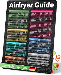WUNI Airfryer Zubehör - Größe M - magnetischer Airfryer Guide mit Temperatur, Dauer & Menge - Ninja Heißluftfritteuse Zubehör - Air Fryer Garanleitung für Heissluftfritteuse