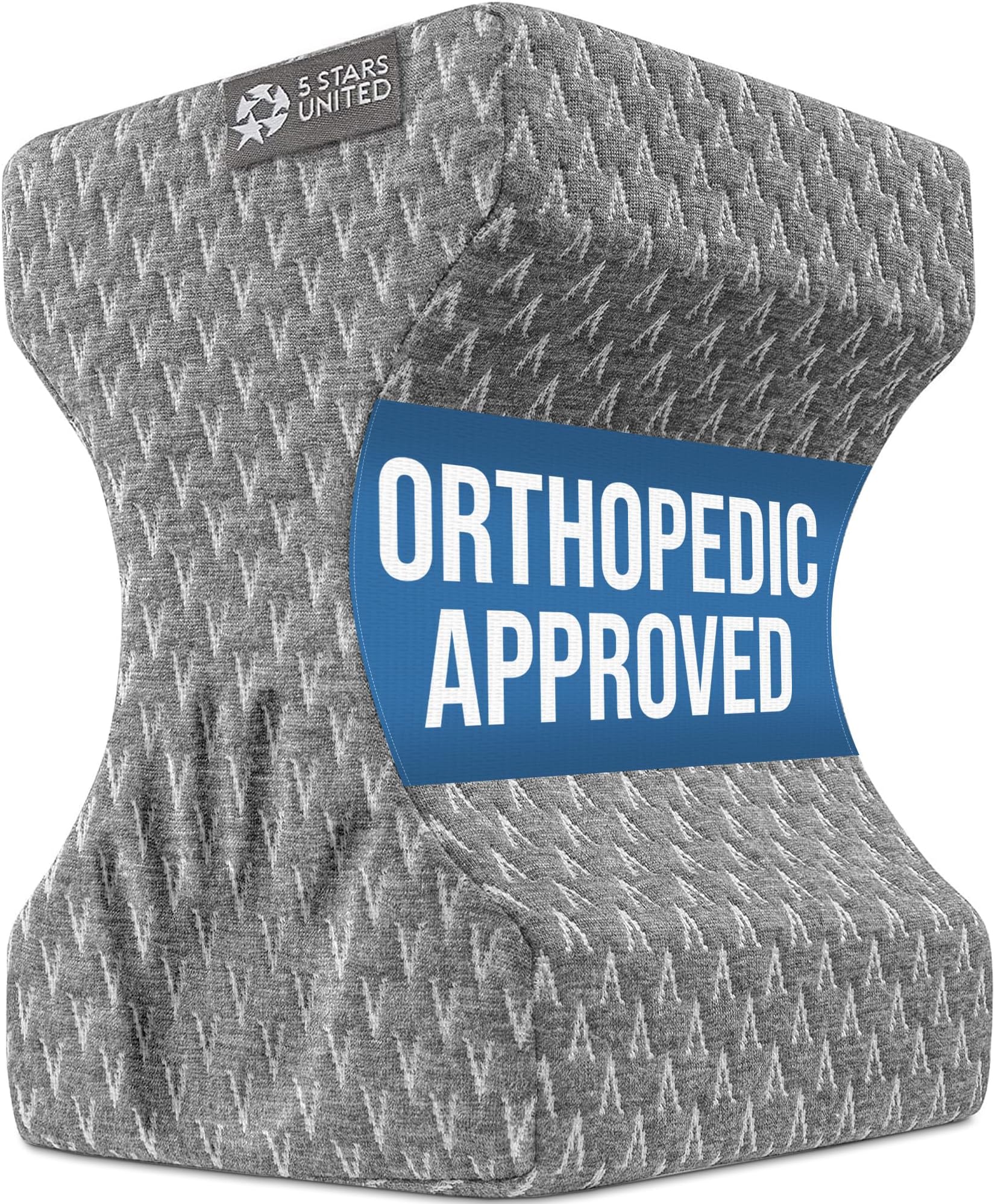 5 STARS UNITED Knee Pillow for Sleeping - Leg Pillow 100% Memory Foam - Leg Pillows for Sleeping on Side - Knee Support Pillow - Knee Cushions for Sleeping - Hip Support Pillow Contour