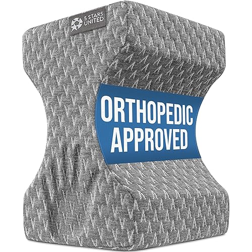 5 STARS UNITED Knee Pillow for Side Sleepers - Hip Pain Relief, Memory Foam Leg Cushion for Side Sleeping - Between Legs Pillow for Sciatica & Lower Back Pain, Gray