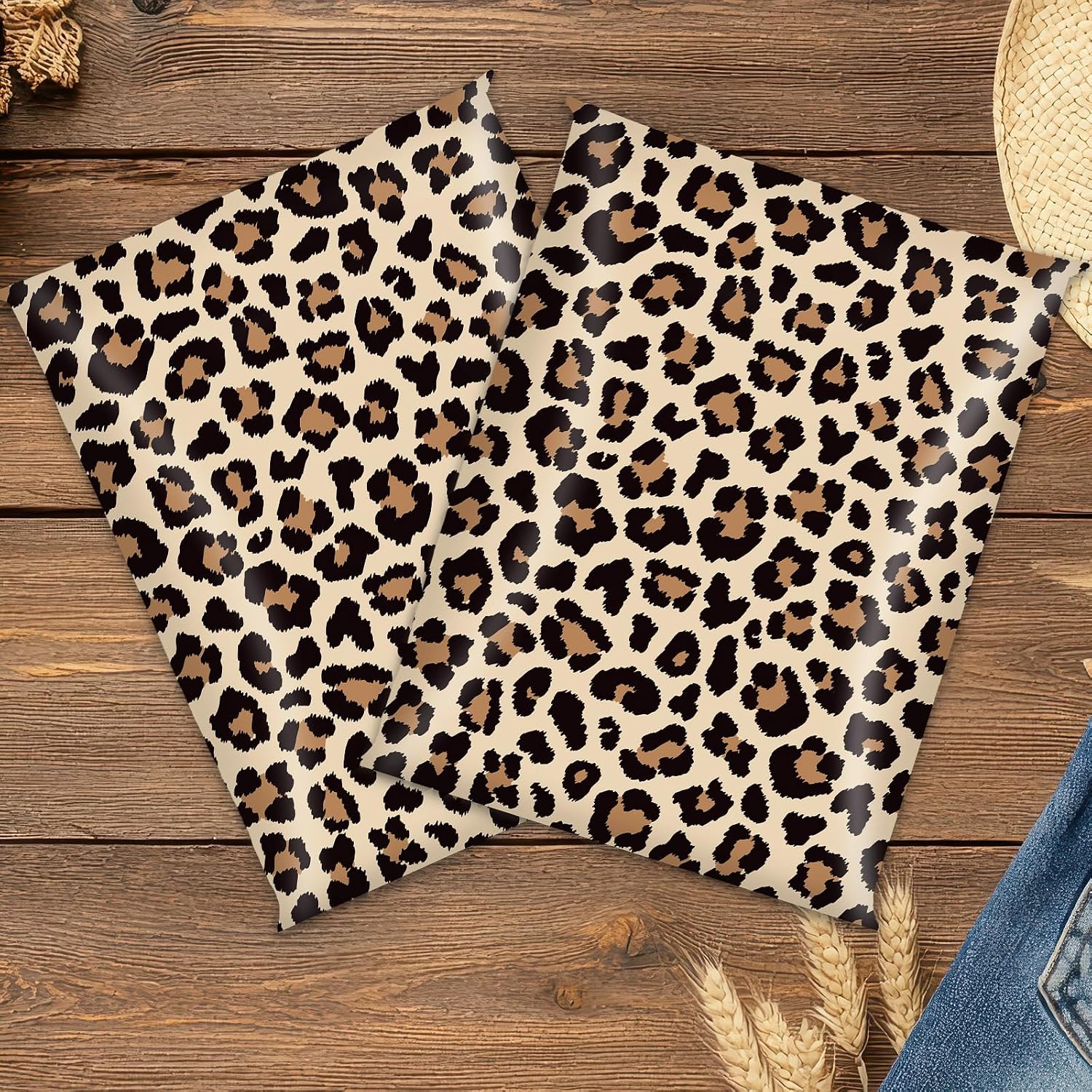 AnyDesign 100 Pcs Cheetah Poly Mailer Mailing Bag 10 x 13 Inch Leopard Self-Sealing Plastic Packaging Envelope Bag for Small Business