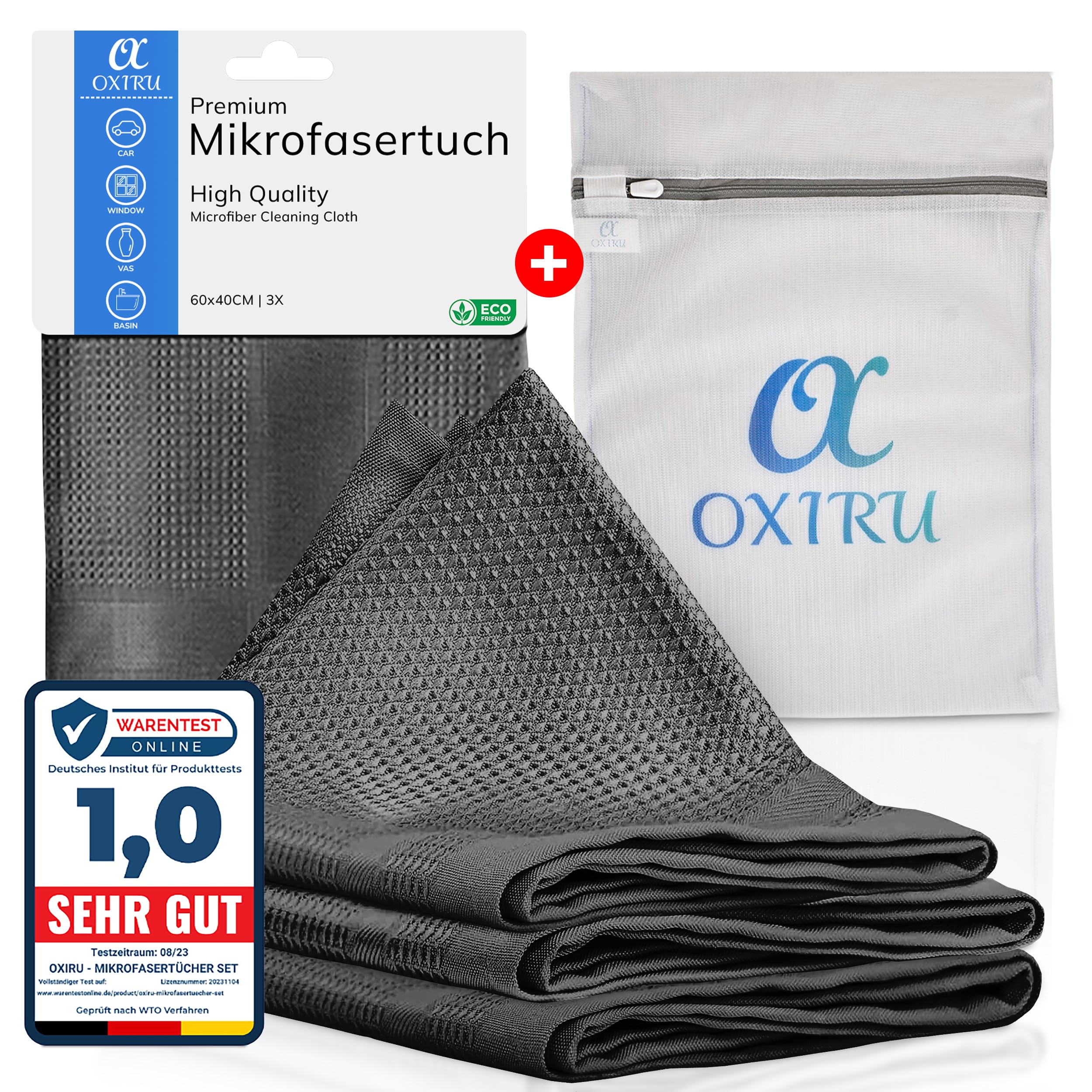 Mikrofasertücher 60x40 Set - Premium Geschirrtücher Mikrofaser, Streifenfreie Fenstertücher, Hochglanzfronten Tücher, Glastücher und Auto Microfasertücher