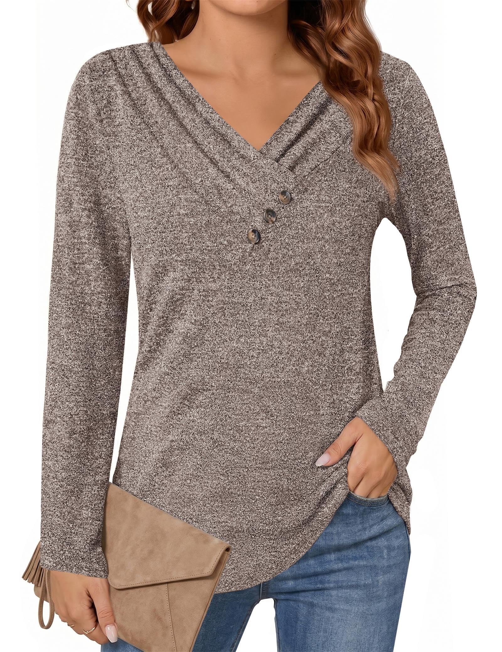 Actcat Langarmshirt Damen V-Ausschnitt Oberteile Damen Frühl