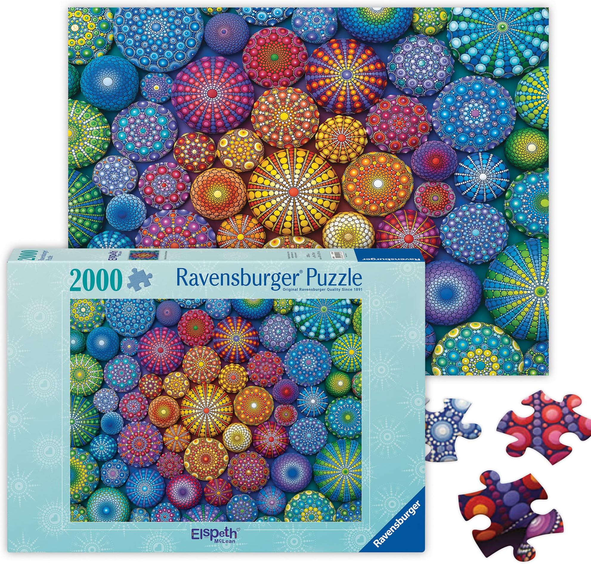 Ravensburger Radiating Rainbow Mandalas 2000 Piece Jigsaw Puzzle for Adults - 17134 - Every Piece is Unique, Softclick Technology Means Pieces Fit Together Perfectly