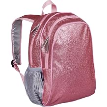 Wildkin 15 Inch Backpack for Kids, Pink Glitter | Ages 5-10, padded straps, side water bottle pocket coordinates with matching Wildkin lunch boxes