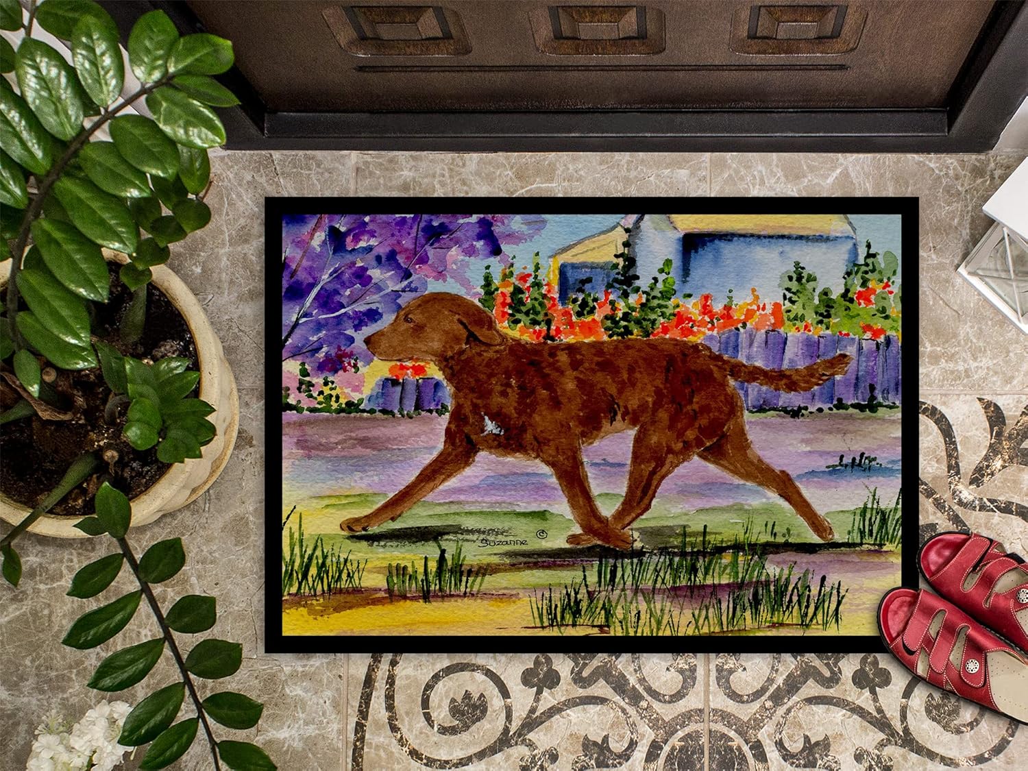 Caroline's Treasures SS8435MAT Chesapeake Bay Retriever Doormat 18x27 Front Door Mat Indoor Outdoor Rugs for Entryway, Non Slip Washable Low Pile, 18H X 27W