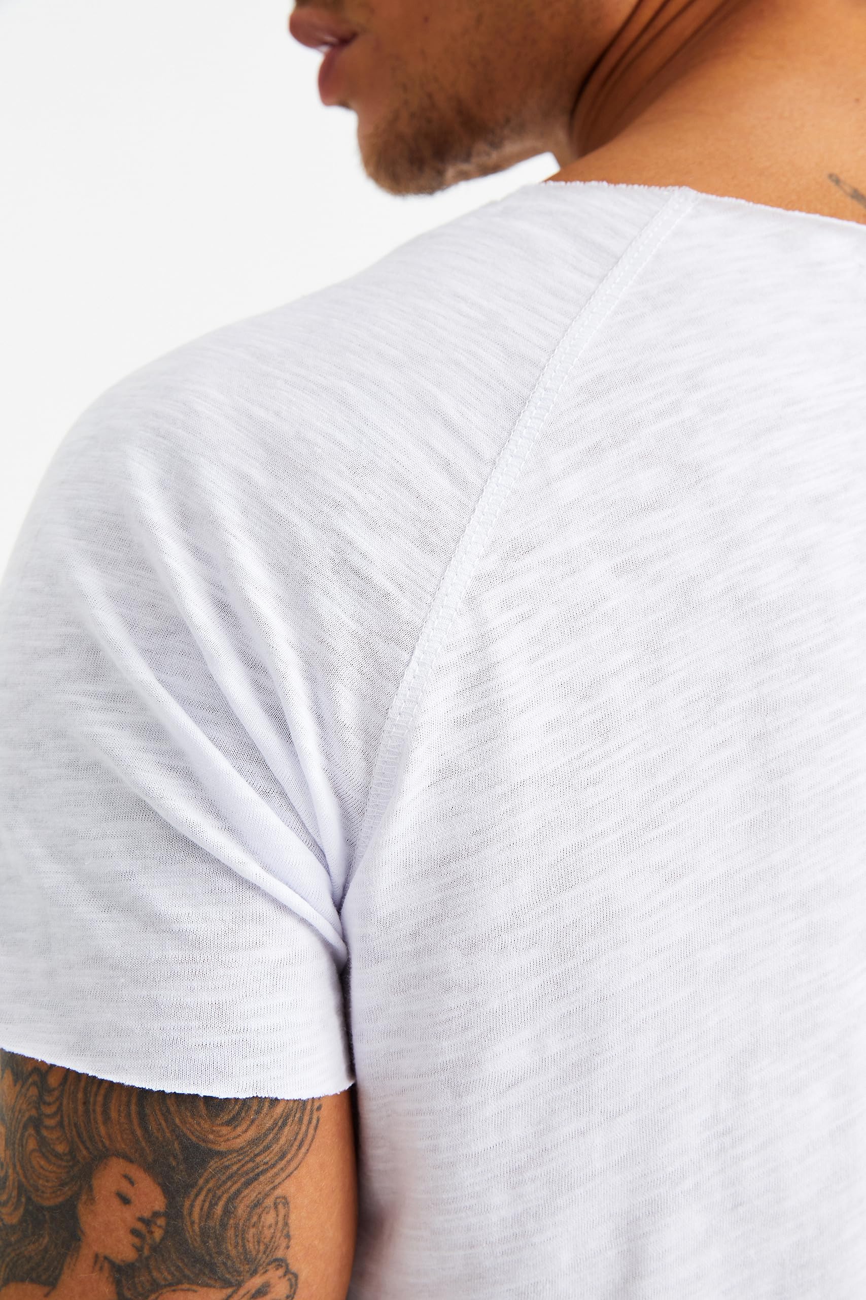 Leif Nelson T-Shirt Herren Sommer tiefer Rundhals-Ausschnitt, Regular Fit Herren-T-Shirt 100% Baumwolle, Casual Basic Männer T-Shirt Kurzarm