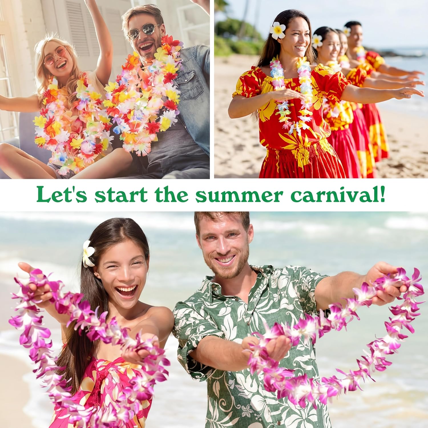 200 Pieces Hawaiian Luau Leis Flowers Necklaces Summer Beach Vacation Pool Luau Party Favors Supplies Tropical Theme Party Decorations For Birthday Wedding Colorful Random Color