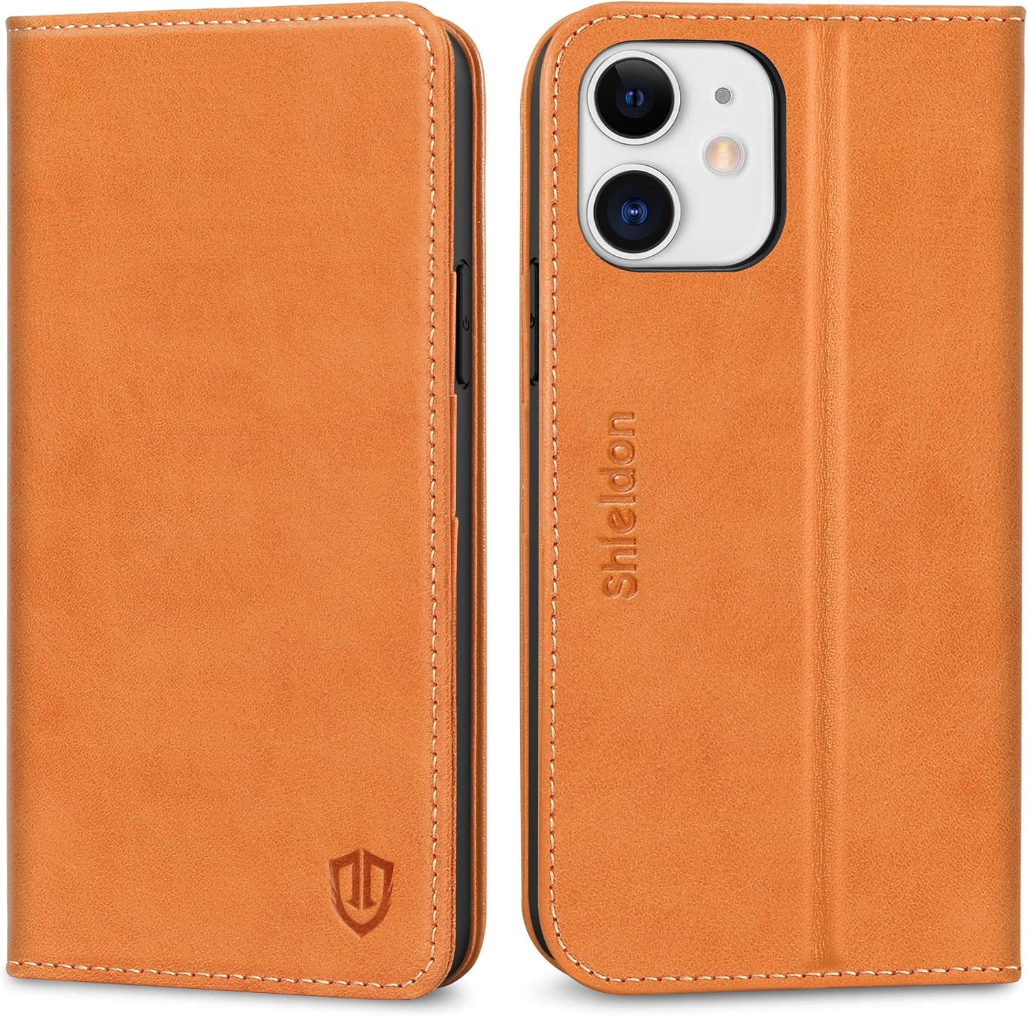 SHIELDON Case for iPhone 12/12 Pro, Genuine Leather Wallet