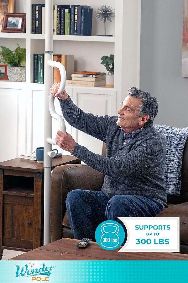 Stander Wonder Pole, Security-Pole and Curve Grab Bar, Tension Mounted Floor to Ceiling Transfer-Pole for Seniors, Elderly Adults, Bathroom Safety Assist and Stability Rail, Graphite by Stander - Image 5