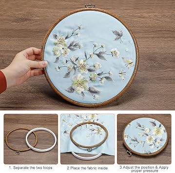 PATIKIL 7inch Embroidery Hoop, 6pcs Cross Stitch Hoop Rubber Imitated Wood Circle Frame Ring for Embroidery Art Craft Sewing Ornaments Hanging Decoration