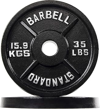 Fitvids Olympic 2-Inch Cast Iron Plate Weight Plate for Strength Training and Weightlifting, Vintage Style, 35LB Pair