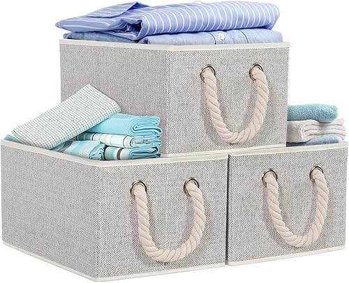 Contenedores de almacenamiento plegables con asas, cestas de almacenamiento decorativas para organizar estantes, cajas de almacenamiento resistentes