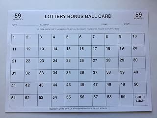 Crystals 1-59 Bonus Ball Card, Lottery Bonus Ball Fundraising Cards, A4 size - 5 Pack