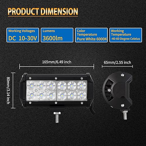 Miniatura 2 de AUXTINGS 2 piezas 7 pulgadas 36 W inundación Led barra de luz fuera de carretera lámpara de conducción para Jeep ATV SUV mina barco fuera de