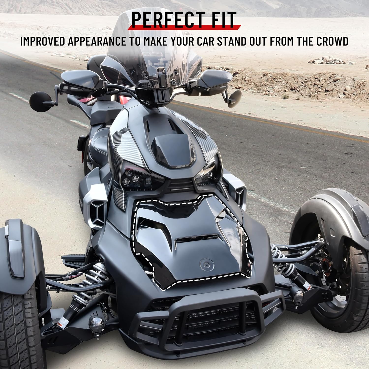 Epic Hood Panel for Can Am Ryker,Gloss Black Classic Epic Turbo Hood Scoop for Can-Am Ryker 600 900 & Ryker Rally Edition 2019-2025 Accessories, Replace OEM #219400877