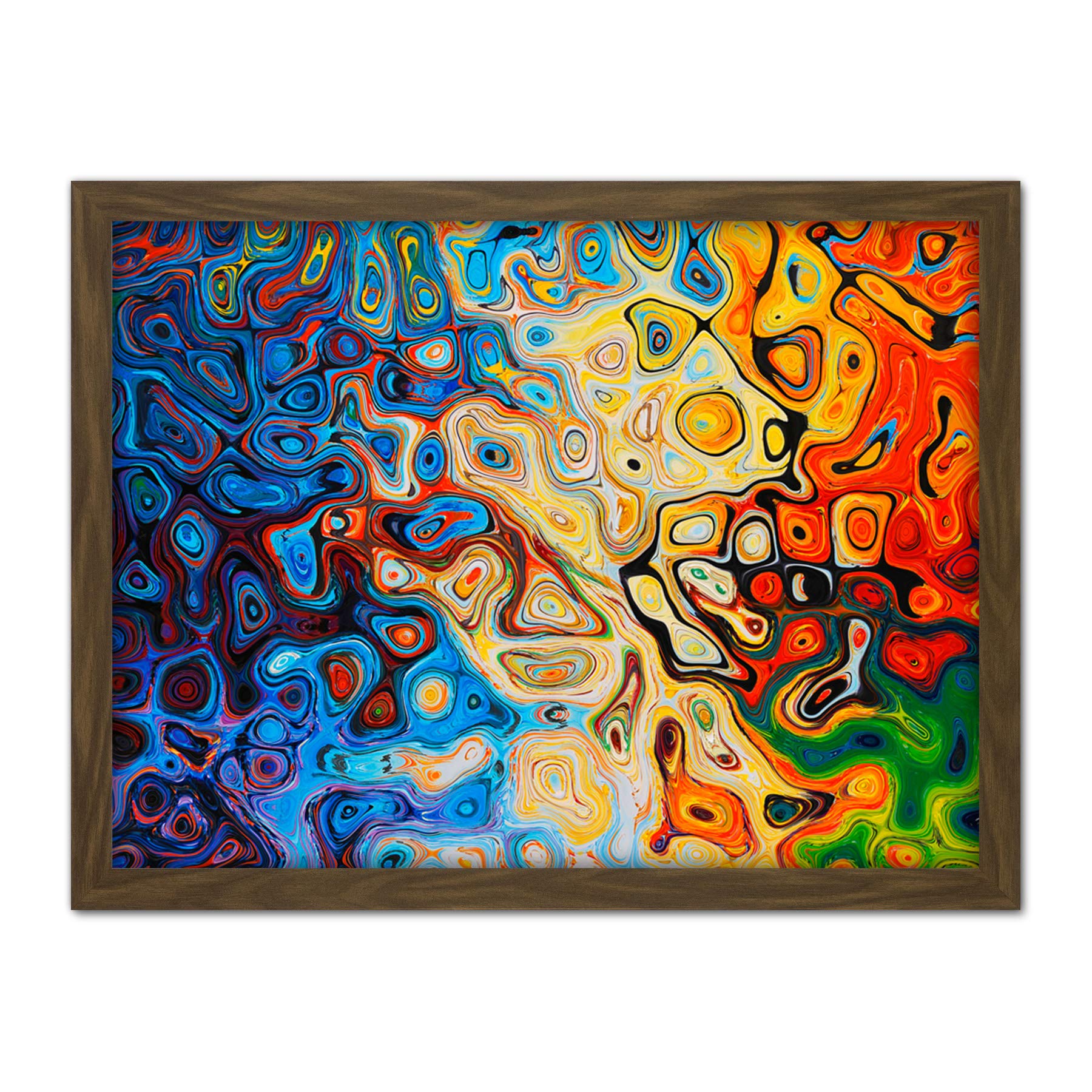 Artery8 Bright Colourful Abstract Shapes Painting Artwork Framed Wall Art Print 18X24 Inch