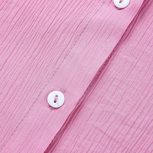 Vista 4 de Flygo Conjunto deportivo casual de 2 piezas para mujer, camisa con botones, blusa y pantalones cortos de cintura alta