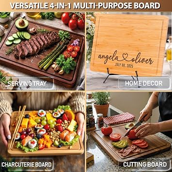Custom Wedding Gifts for Couples 2026, Personalized Engraved Cutting Board for Couples, Parents, Custom Couple Gift Ideas for Christmas, Wedding, Anniversary, Engagement, Housewarming