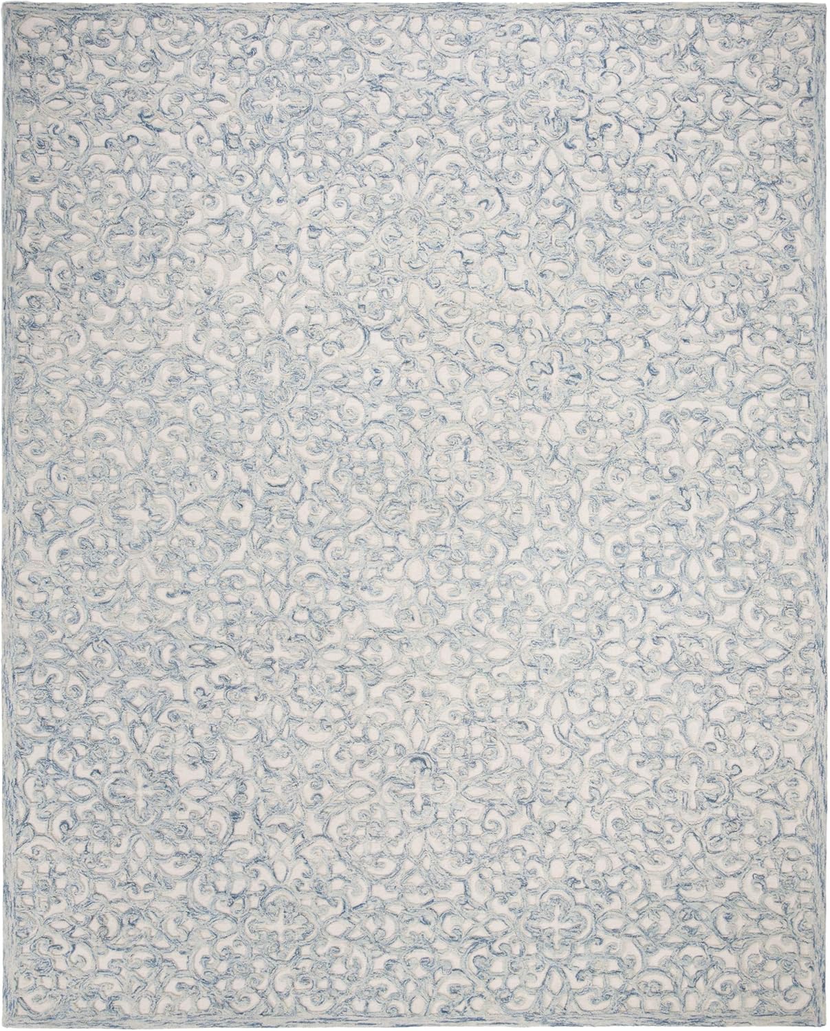 SAFAVIEH Trace Collection Area Rug - 5' x 8', Blue & Ivory, Handmade Wool, Ideal for High Traffic Areas in Living Room, Bedroom (TRC103B)
