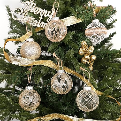 Miniatura 5 de 30 adornos de bola de Navidad de 2.36 pulgadas, grandes, irrompibles, de plástico transparente, estilo rústico, champán, adornos de Navidad para