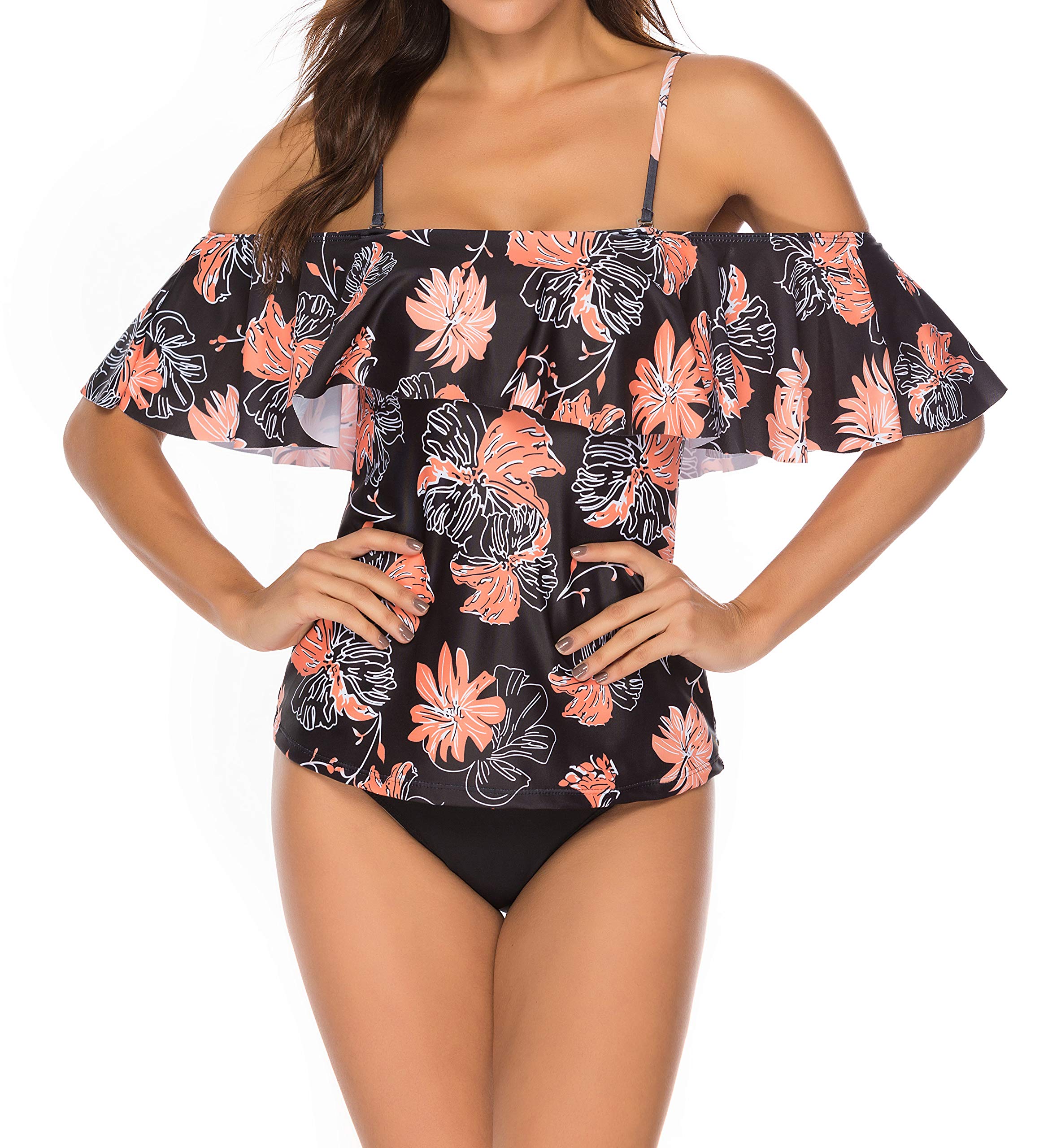 Buy LAZOSAL Womens Two Piece Off Shoulder Ruffled Flounce Bathing Suit  Printed Tankini Boyshort Online at desertcartBrunei
