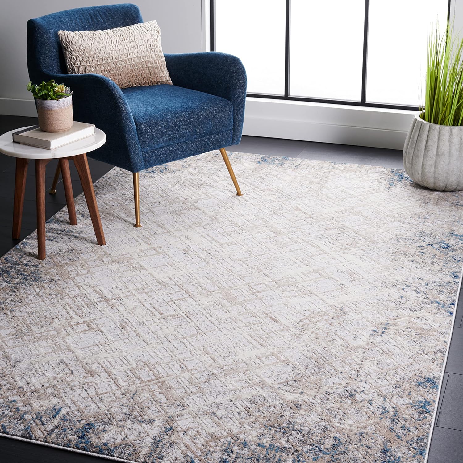 SAFAVIEH Vogue Collection Area Rug 9' x 12', Blue & Grey