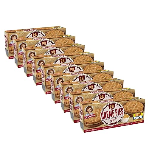 Little Debbie Pastel de crema de mantequilla de maní, 9 cajas grandes, 54 galletas de sándwich envueltas individualmente, paquete de 2