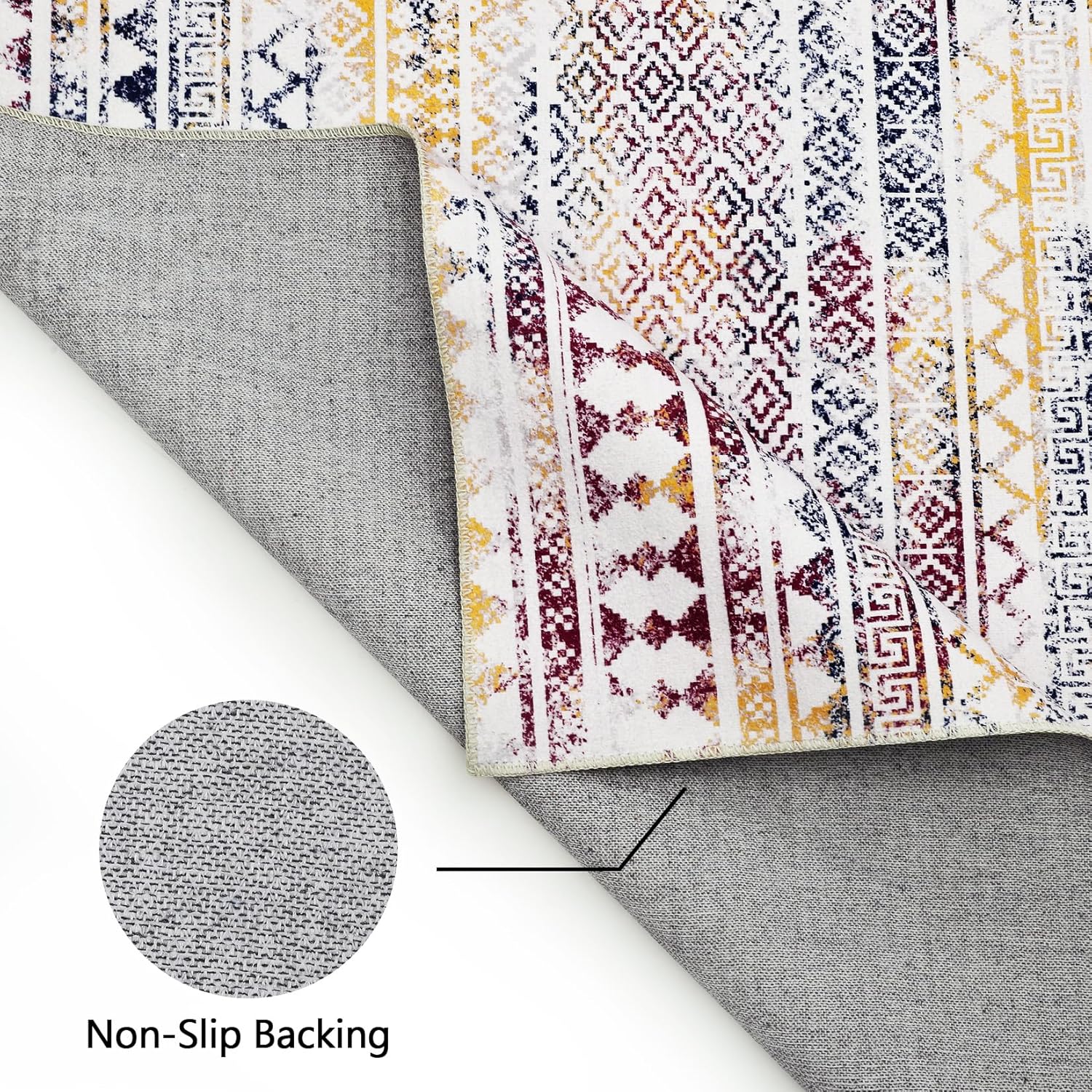 WESTLOOM Boho Rug Small Entryway Rug Washable Non-Slip Indoor Throw Floor Cover 2x3 Moroccan Accent Rug Floor Carpet for Bedroom Living Room Kitchen, Colorful