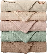 5 Pack Baby Muslin Cloths 100% Cotton Muslin Squares 23x22cm Baby Burp Cloths With Hanging Loop Essentials For Newborn Wiping Feeding