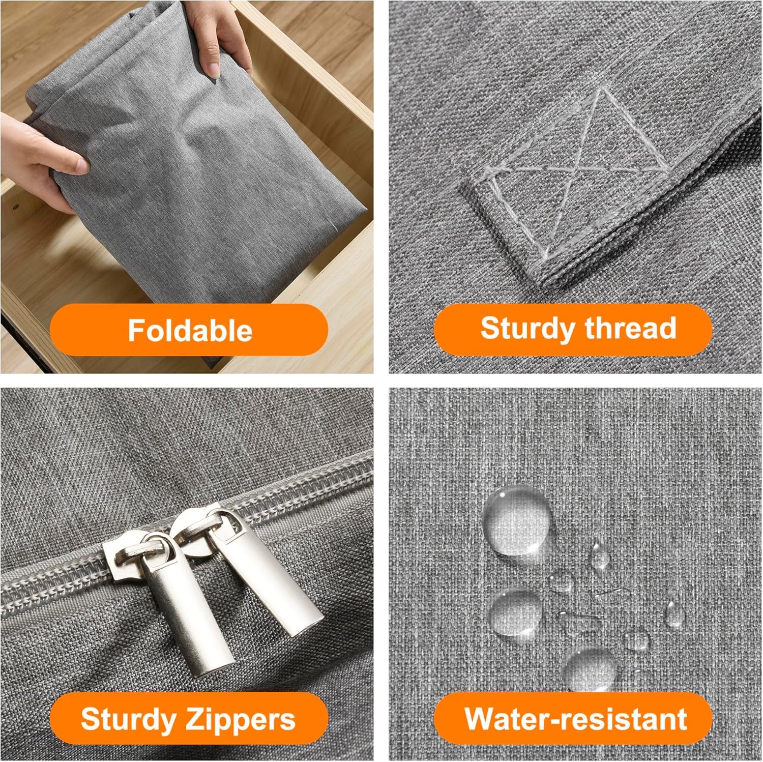 Lot de 2 sacs de rangement pour couette de 85 L, sacs de rangement de literie extra larges avec carte de catégorie et fenêtre transparente, poignées renforcées et fermetures éclair