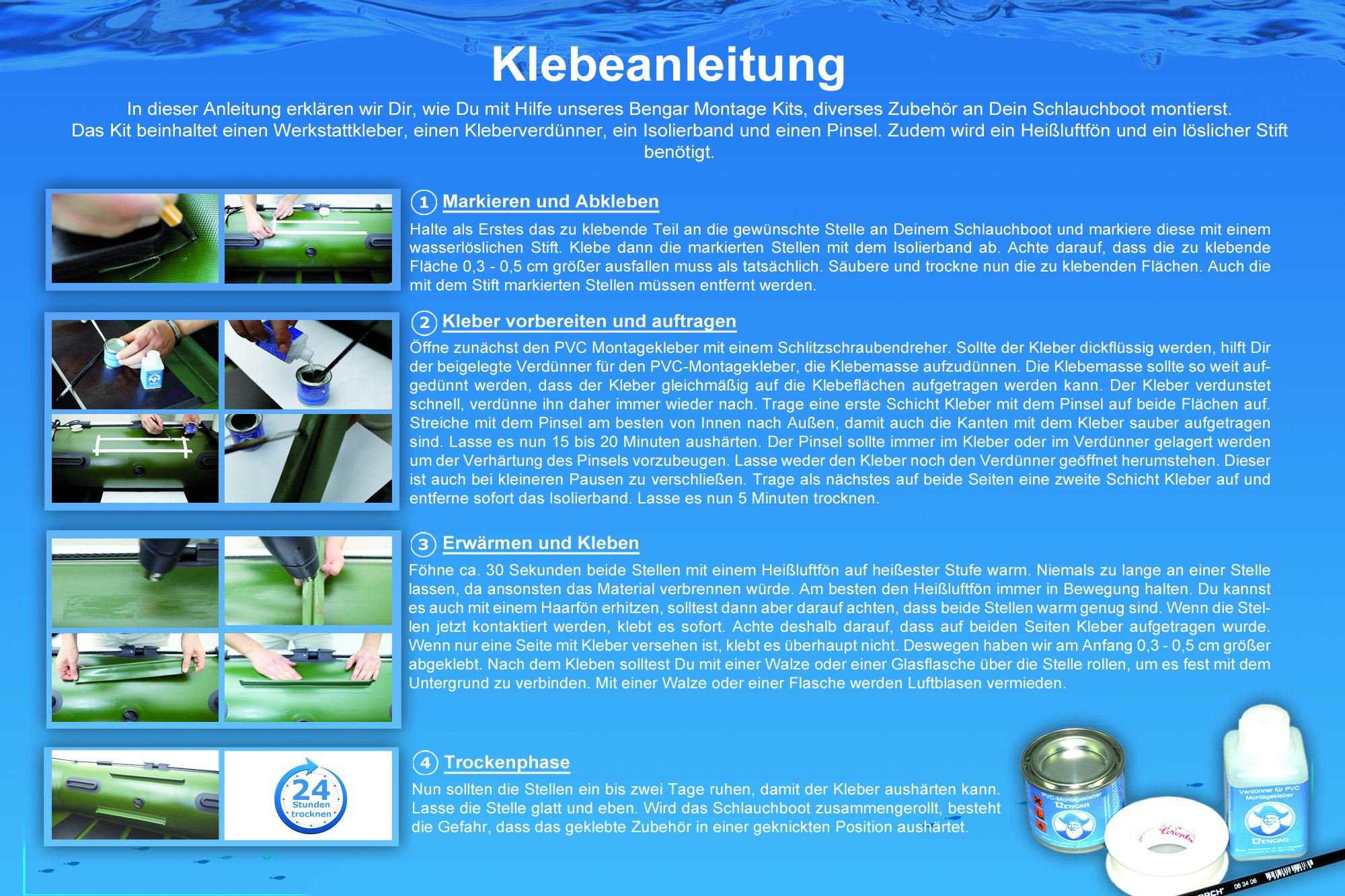 2 x Sitzträger für Schlauchboot + Kleber