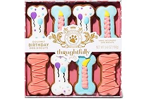 Thoughtfully Pets Dog Birthday Cookie Gift Set: Crunchy Dog Treats in Bone Shapes