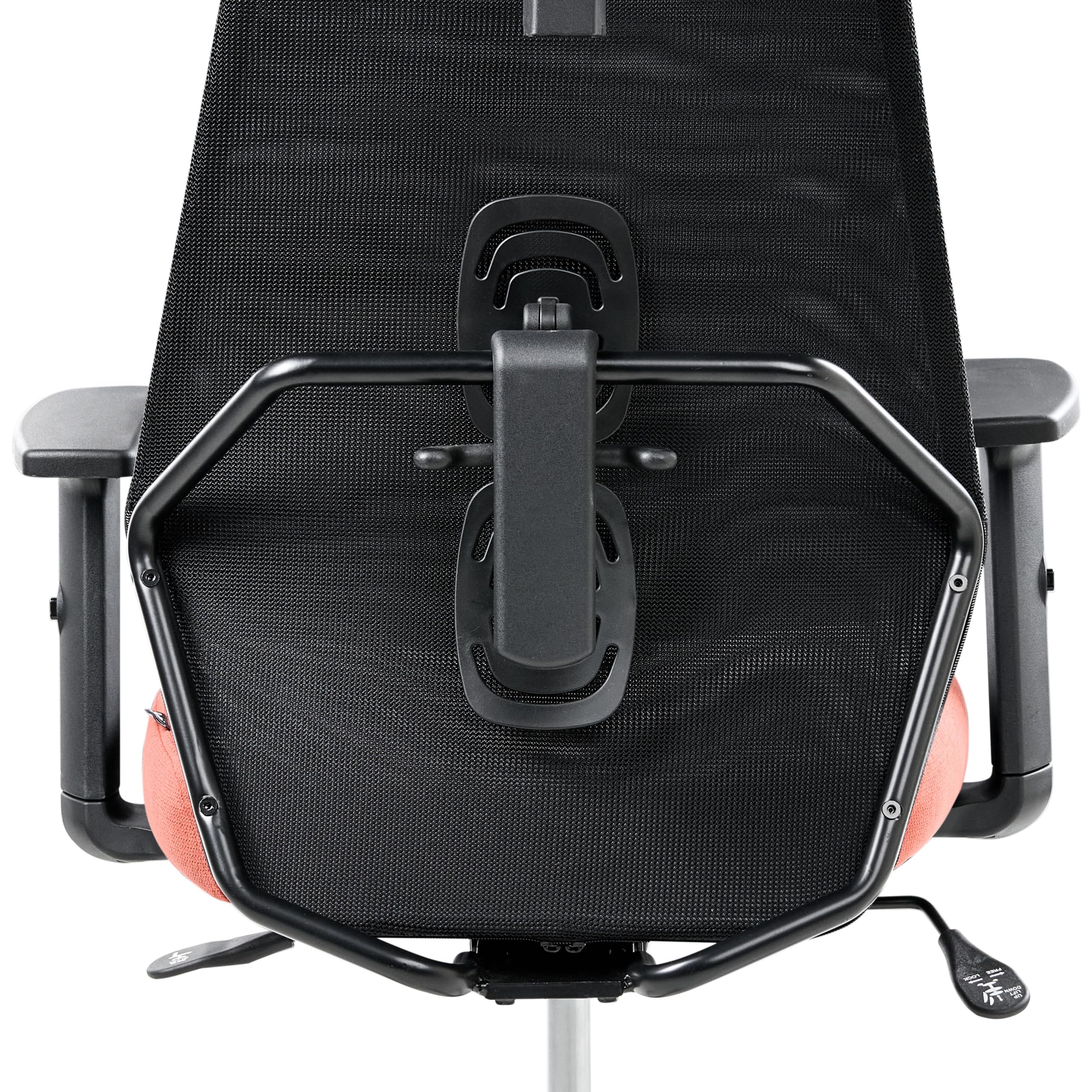 Beliani Silla de Oficina Multifuncional tapicería de Malla reposabrazos y reposacabezas Ajustables Ajuste de la Altura del Asiento Base giratoria inclinación del Respaldo Negro y Rojo Oryn