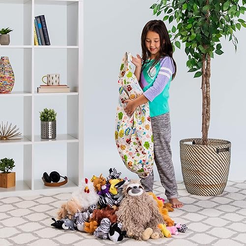Miniatura 400 de Posh Funda de Silla Puf Rellenable para Almacenamiento de Animales de Peluche para Niños - Organizador de Juguetes Infantiles, Grande-38 - Lona