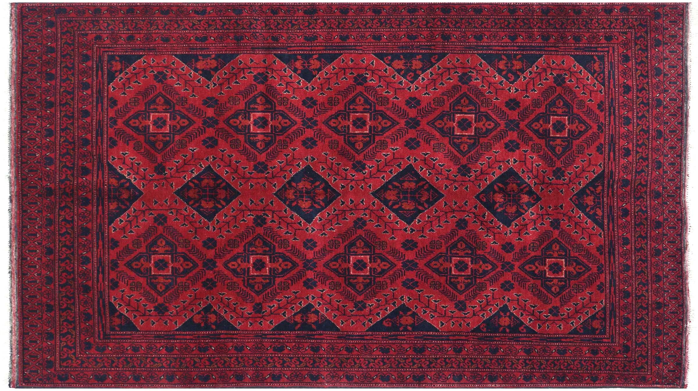 Tapis afghan fait main Khal Mohammadi marron en laine 140 x 200 cm
