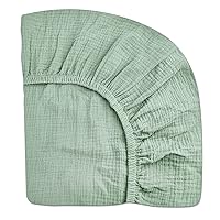 Vista 12 de Sábanas de cuna para niños y niñas, sábanas bajeras para cama de bebé de 28 x 52 pulgadas, ropa de cama de muselina neutra de algodón para cuna
