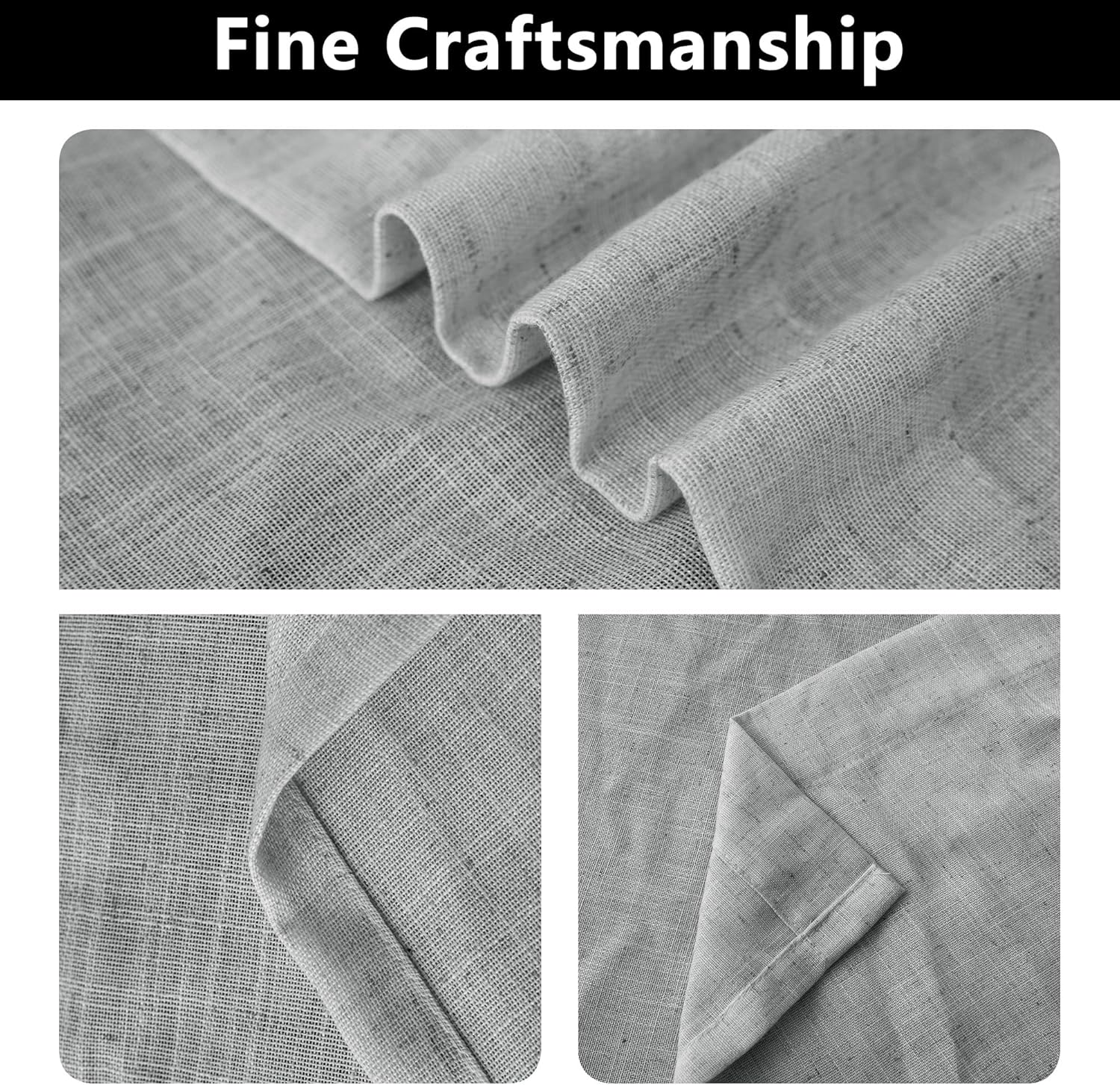 Linen Curtains for Living Room, Linen Blended Semi Sheer Light Filtering Curtain Rod Pocket Back Tab Privacy Drapes 72 Inches Long 2 Panels Set-Grey,54Wx72L