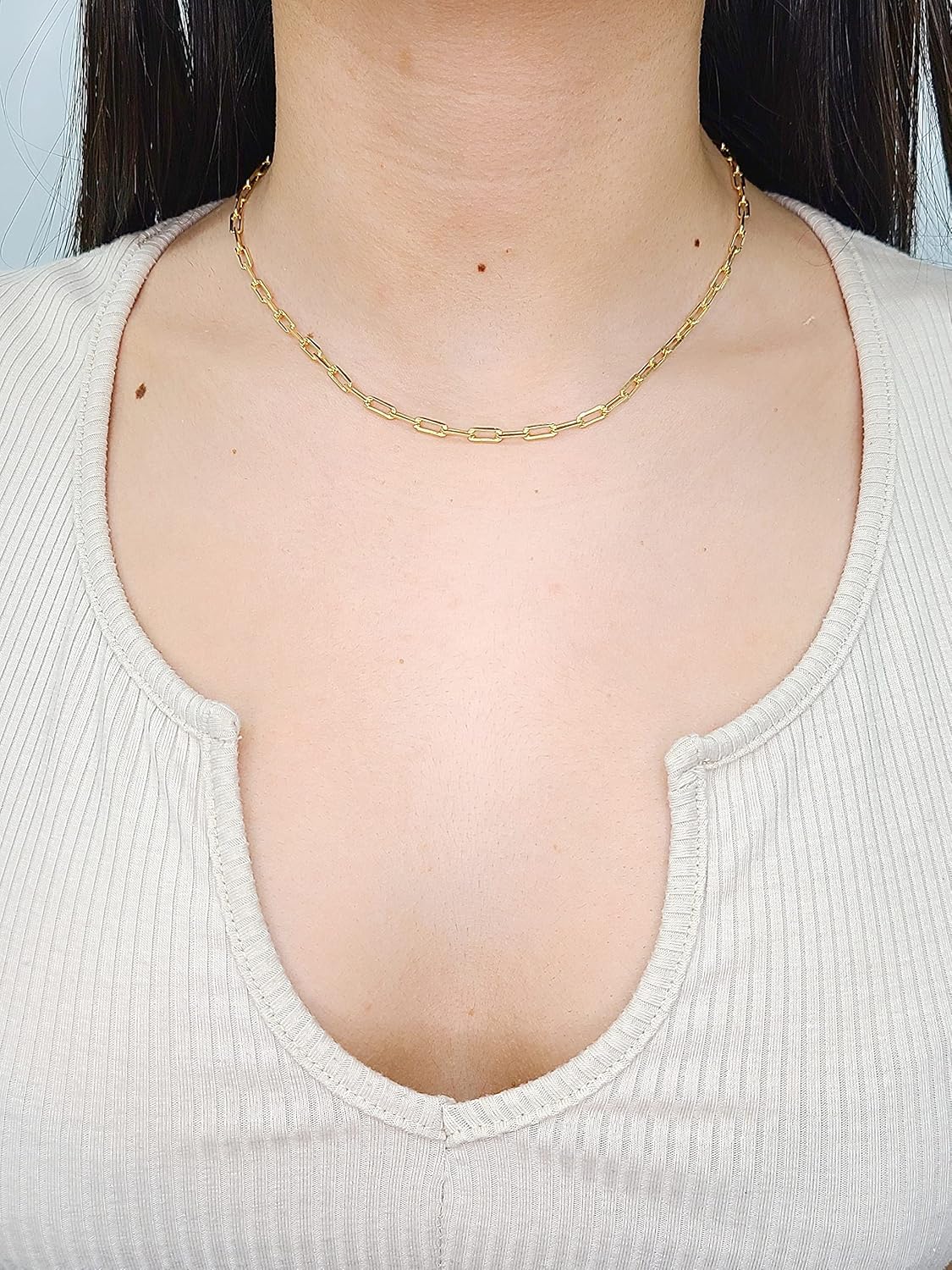 18K Brazilian Gold Filled Rolo Link Chain "18 Inches" Length Necklace for Women Fashion Jewelry
