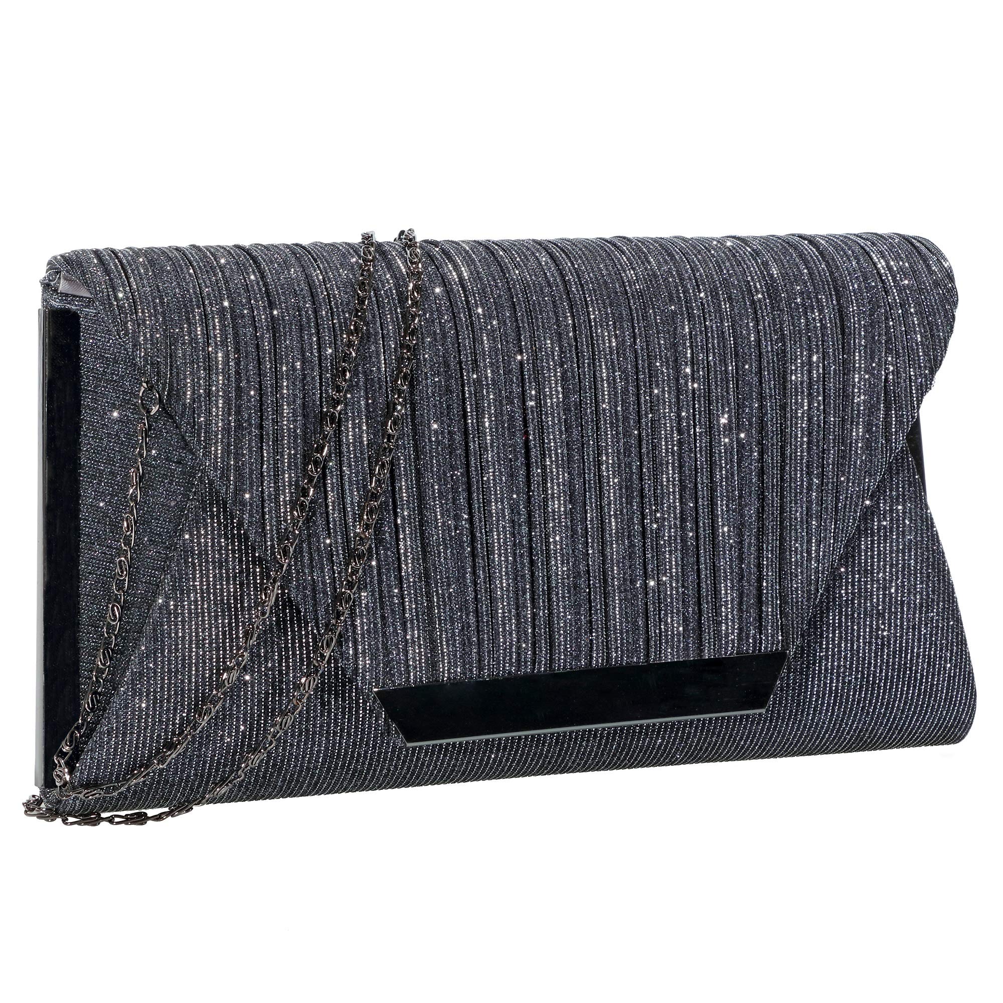 AO ALI VICTORY Glitter Clutch Purses for Women Evening Bags and Clutches Flap Envelope Handbags Formal Wedding Party Prom Purse (A-Grey)