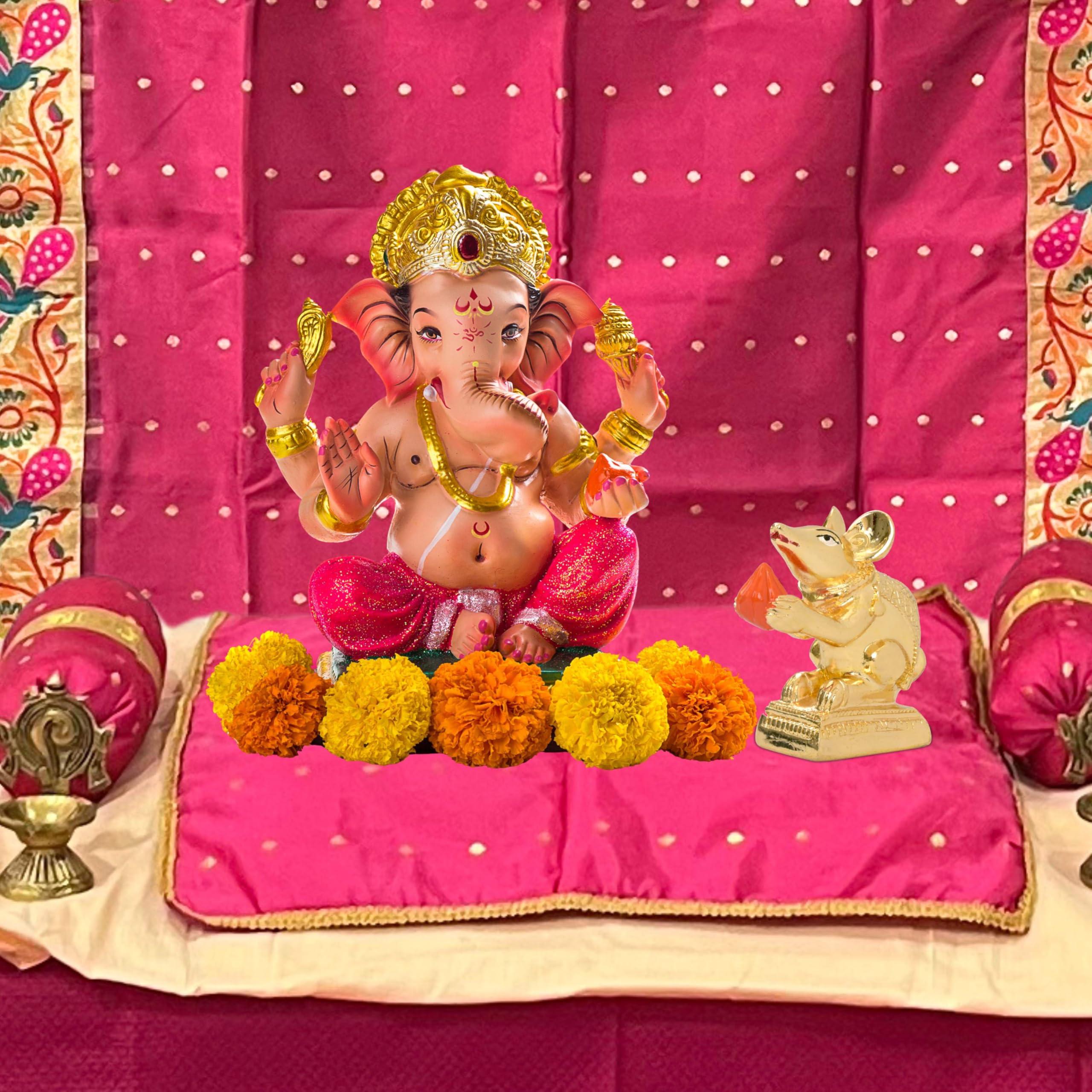 PUNYATVA Mushak Idol (Gold Metal) – Mooshak Vahan for Ganpati Bappa, Gauri Pujan, Mushakraj Mouse Figurine, Ganesh Chaturthi Jewellery, Ganesh Ji Ornament, Festival Decoration Accessory 4