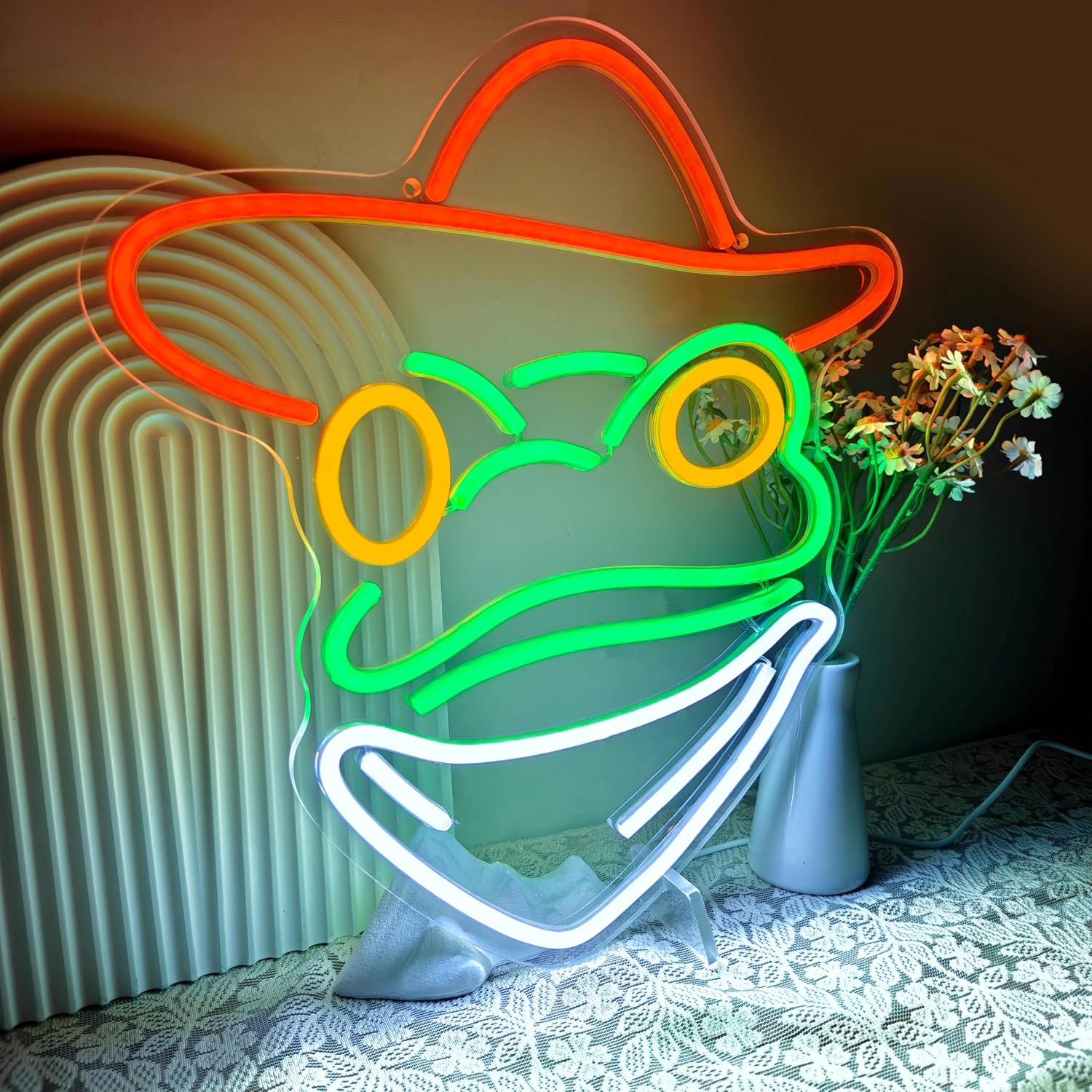 Frog Neon Sign for Wall Decor, Funny Cowboy Toad Neon Light, Classic Green Frog Led Light for Bar Man Cave Home Decor Patry, USB Powered