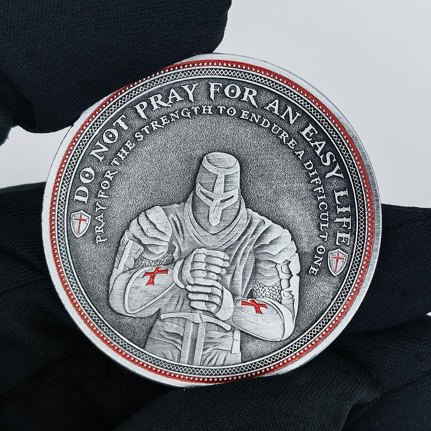 Christian Warrior Challenge Coin - The Knight Templar Coin Red Cross Religious Collection Coin